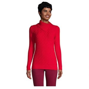 Land’s End Fine Gauge Cotton Mix Stitch Turtleneck Sweater